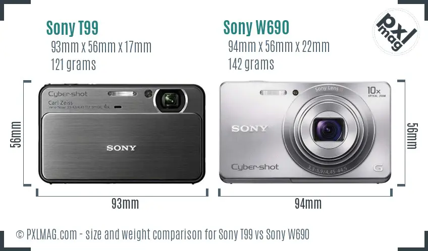 Sony T99 vs Sony W690 size comparison