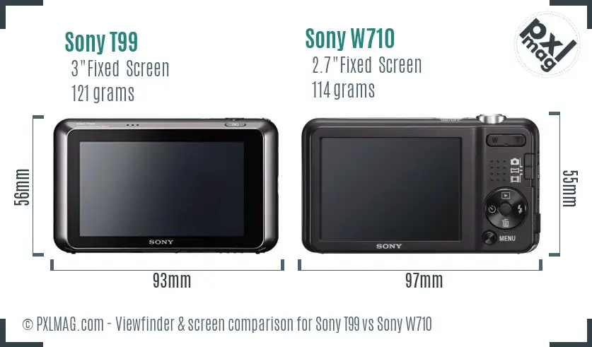 Sony T99 vs Sony W710 Screen and Viewfinder comparison