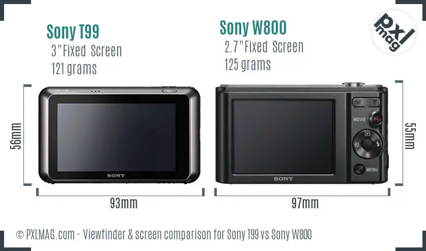 Sony T99 vs Sony W800 Screen and Viewfinder comparison