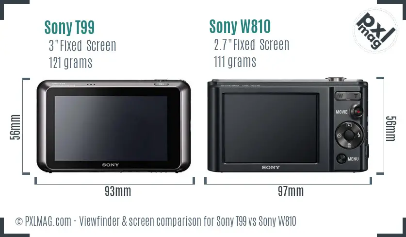 Sony T99 vs Sony W810 Screen and Viewfinder comparison