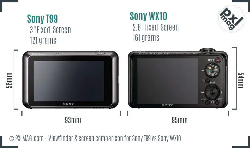 Sony T99 vs Sony WX10 Screen and Viewfinder comparison