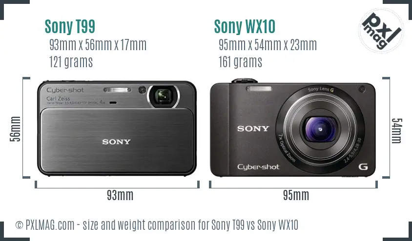 Sony T99 vs Sony WX10 size comparison