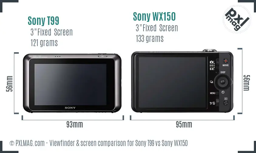 Sony T99 vs Sony WX150 Screen and Viewfinder comparison
