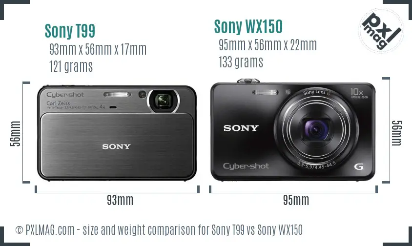 Sony T99 vs Sony WX150 size comparison