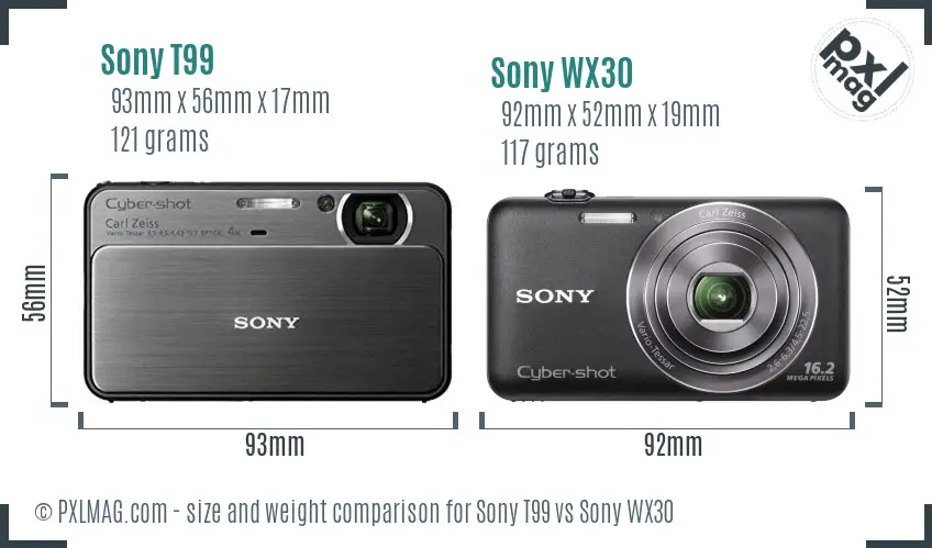 Sony T99 vs Sony WX30 size comparison