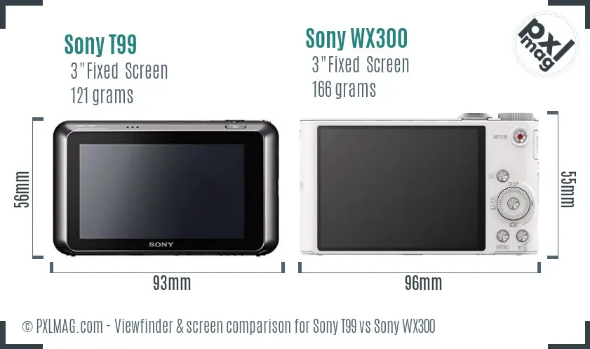 Sony T99 vs Sony WX300 Screen and Viewfinder comparison