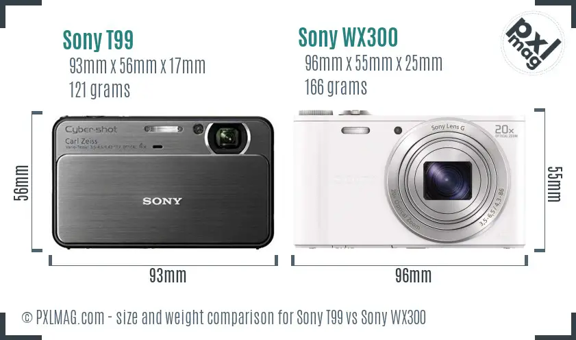 Sony T99 vs Sony WX300 size comparison