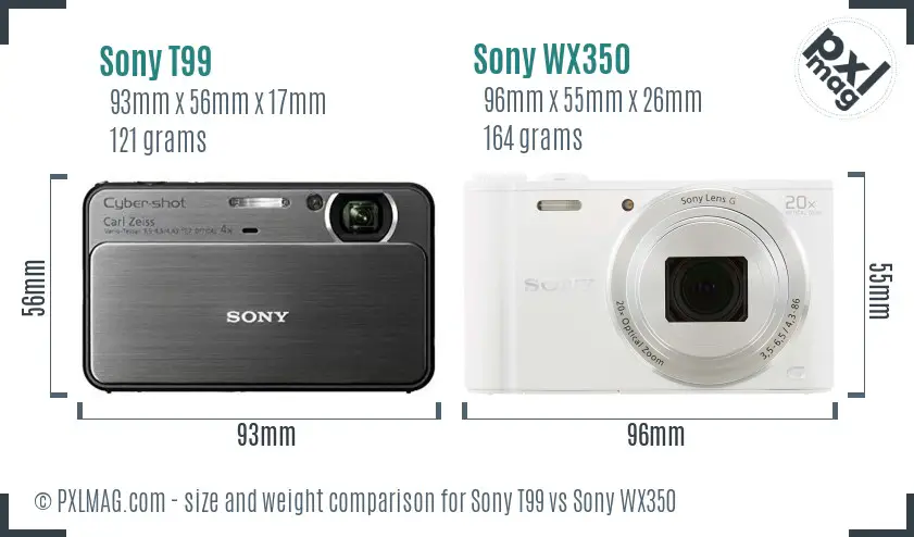 Sony T99 vs Sony WX350 size comparison