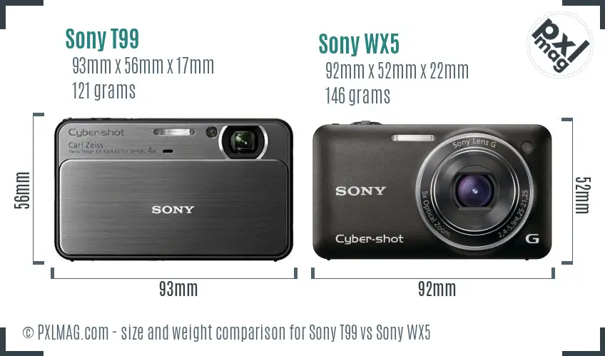 Sony T99 vs Sony WX5 size comparison