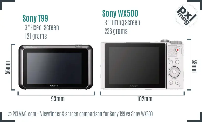 Sony T99 vs Sony WX500 Screen and Viewfinder comparison