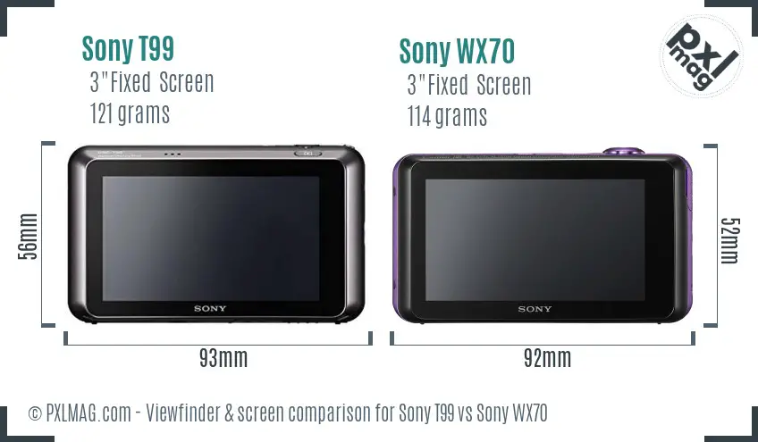 Sony T99 vs Sony WX70 Screen and Viewfinder comparison