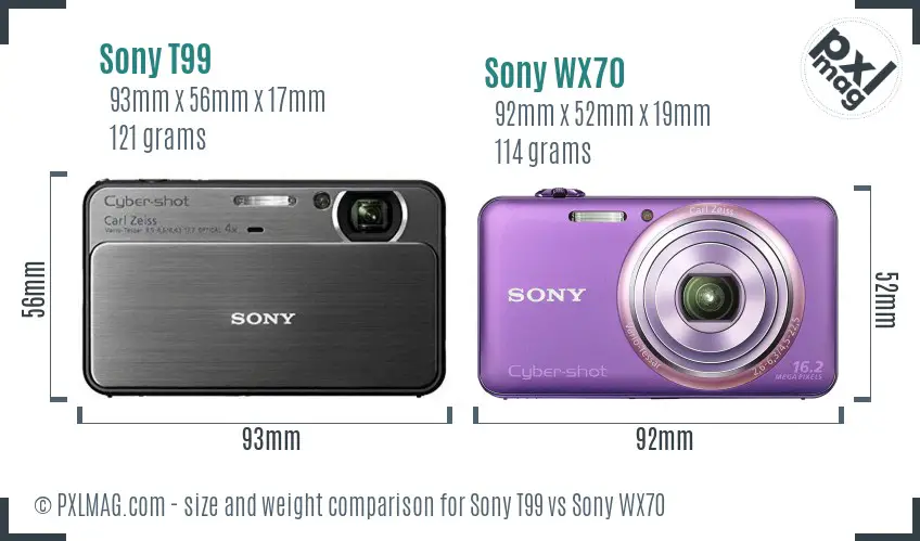 Sony T99 vs Sony WX70 size comparison