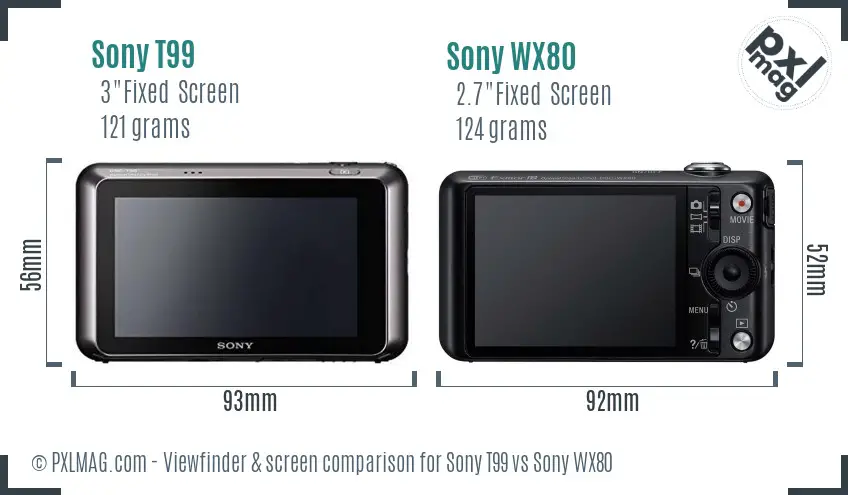 Sony T99 vs Sony WX80 Screen and Viewfinder comparison