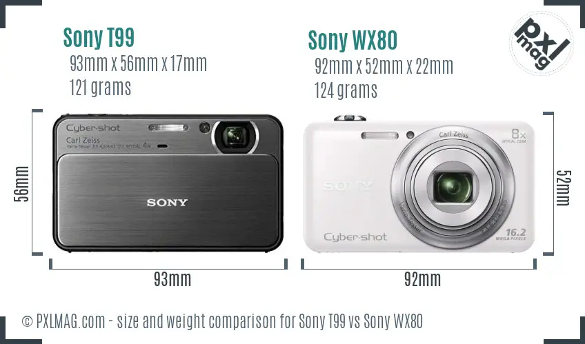 Sony T99 vs Sony WX80 size comparison