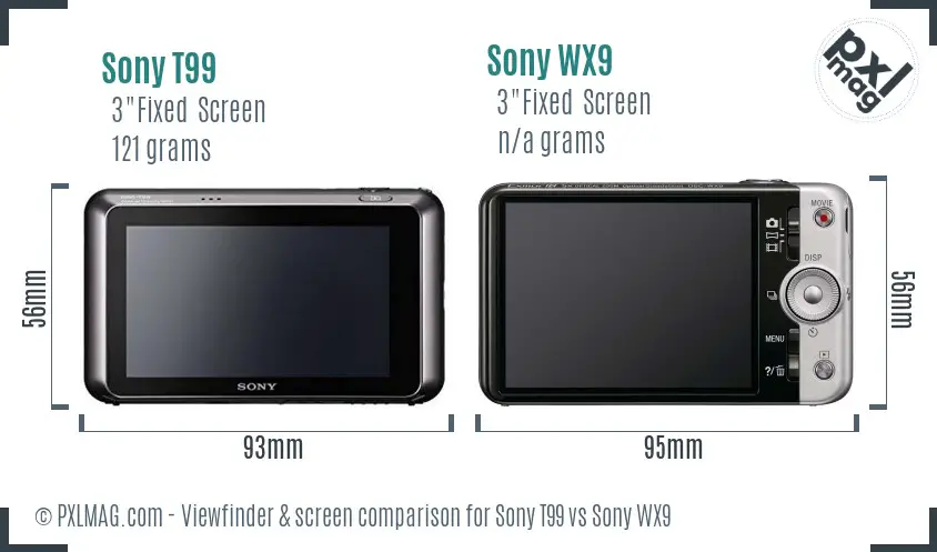Sony T99 vs Sony WX9 Screen and Viewfinder comparison
