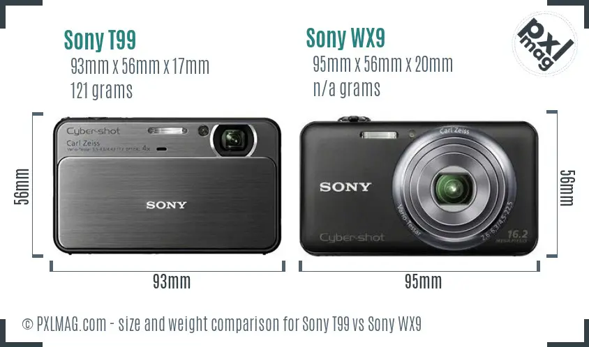 Sony T99 vs Sony WX9 size comparison