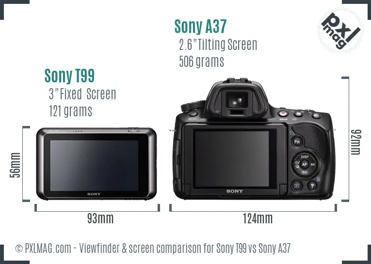 Sony T99 vs Sony A37 Screen and Viewfinder comparison