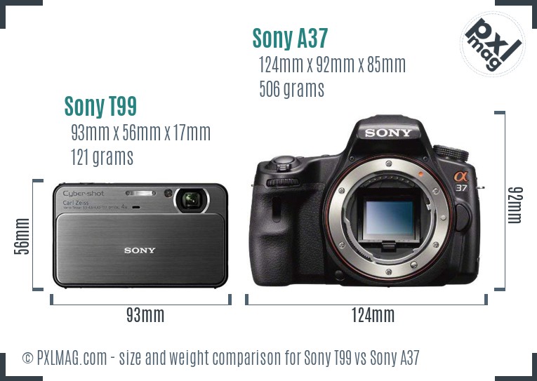 Sony T99 vs Sony A37 size comparison