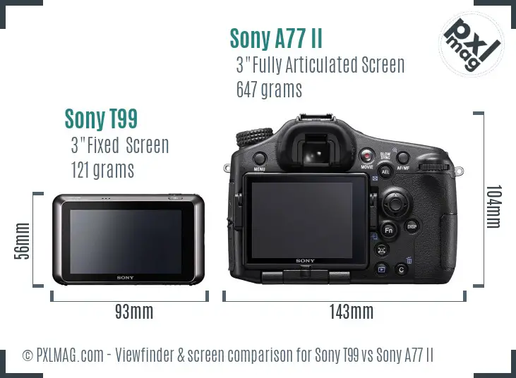 Sony T99 vs Sony A77 II Screen and Viewfinder comparison