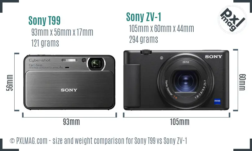 Sony T99 vs Sony ZV-1 size comparison