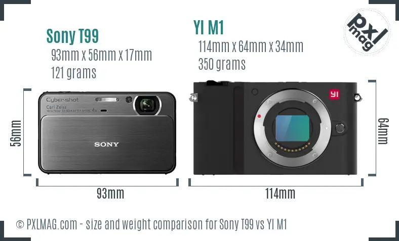 Sony T99 vs YI M1 size comparison