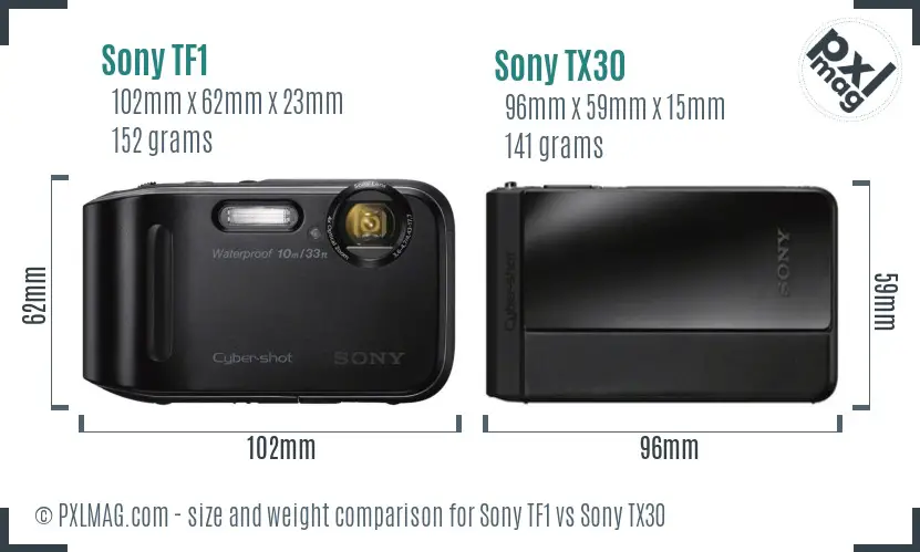 Sony TF1 vs Sony TX30 size comparison