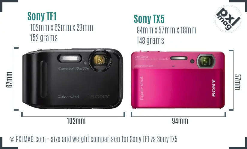 Sony TF1 vs Sony TX5 size comparison