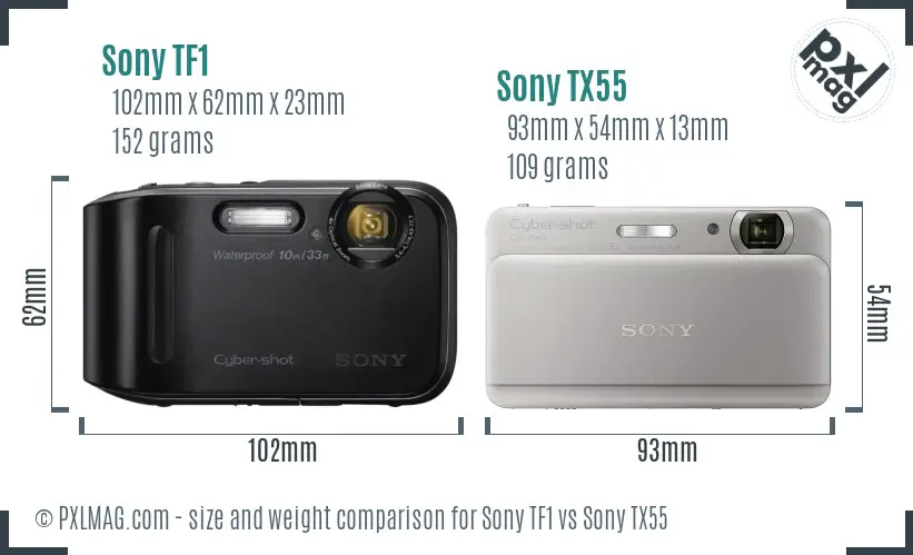 Sony TF1 vs Sony TX55 size comparison