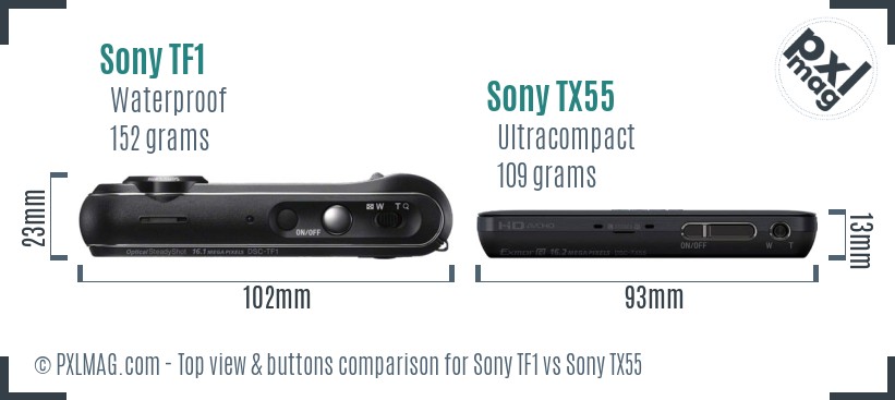 Sony TF1 vs Sony TX55 top view buttons comparison