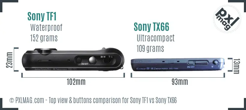 Sony TF1 vs Sony TX66 top view buttons comparison