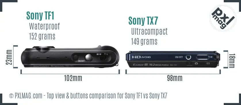 Sony TF1 vs Sony TX7 top view buttons comparison