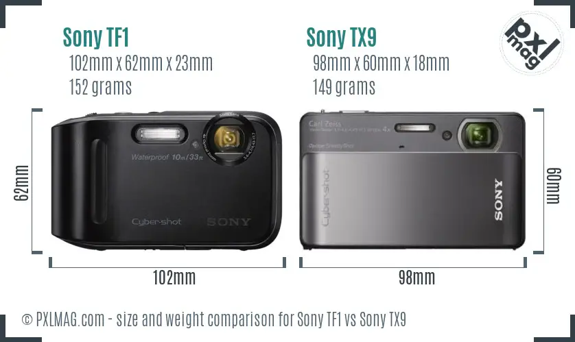 Sony TF1 vs Sony TX9 size comparison