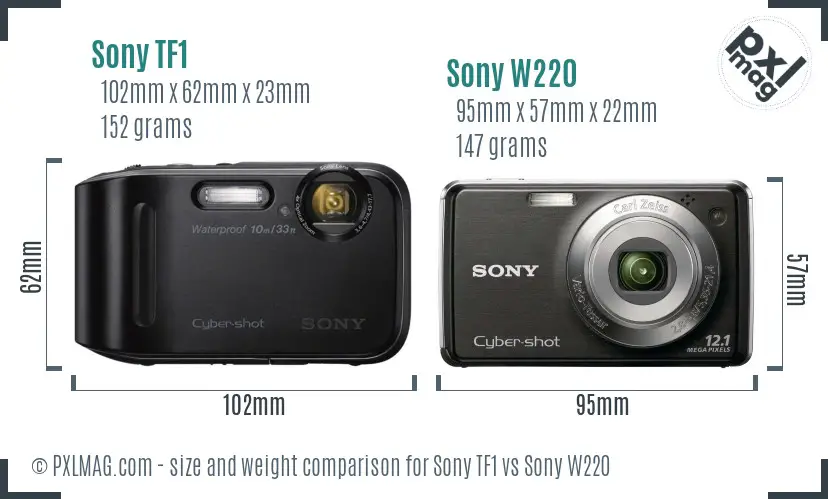 Sony TF1 vs Sony W220 size comparison