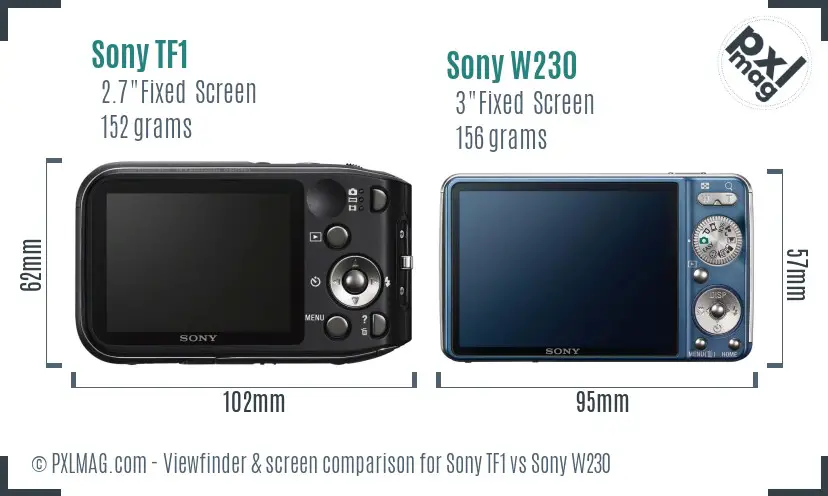 Sony TF1 vs Sony W230 Screen and Viewfinder comparison