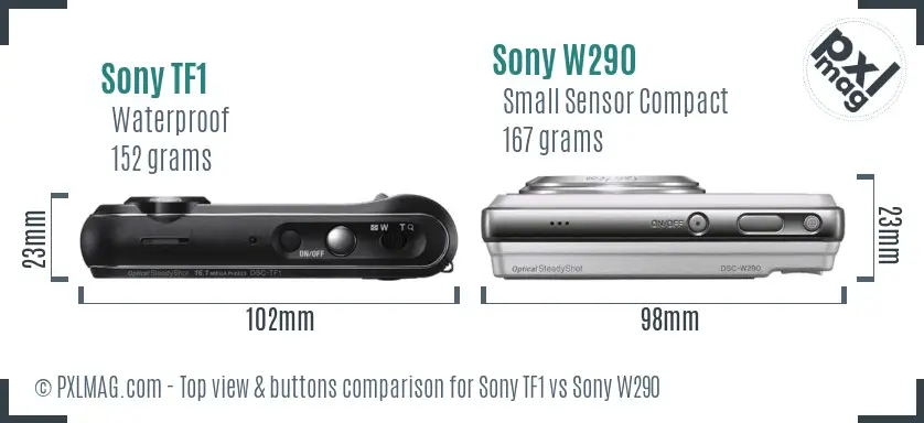 Sony TF1 vs Sony W290 top view buttons comparison