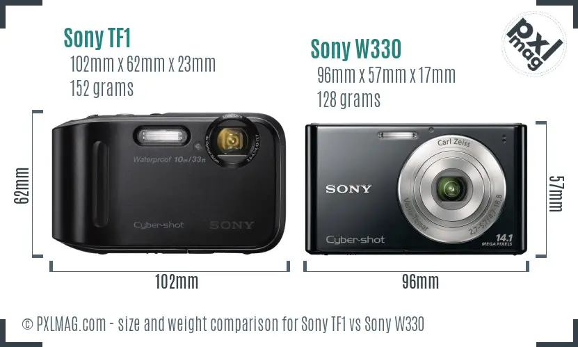 Sony TF1 vs Sony W330 size comparison