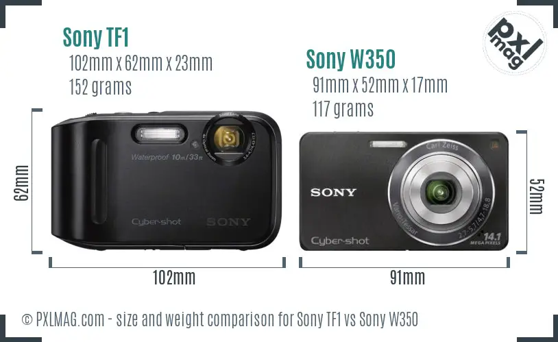 Sony TF1 vs Sony W350 size comparison