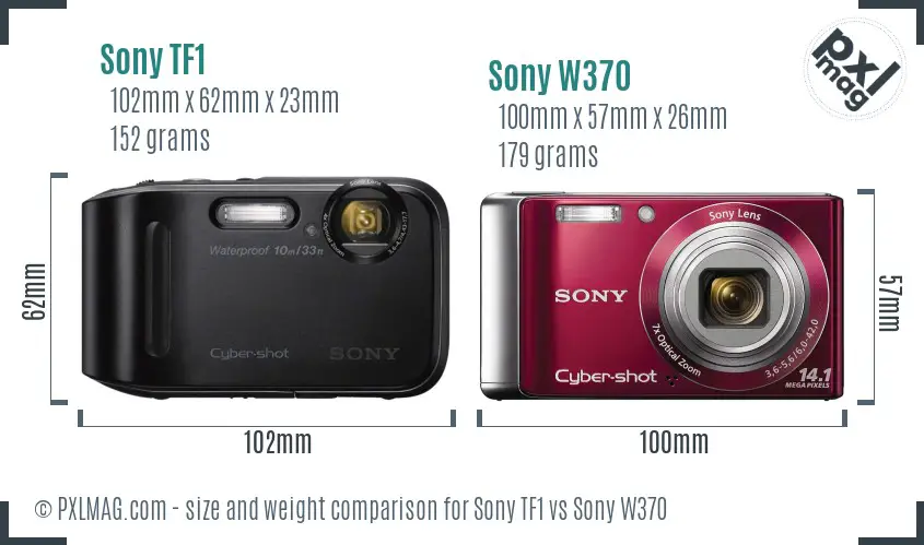 Sony TF1 vs Sony W370 size comparison