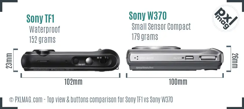Sony TF1 vs Sony W370 top view buttons comparison