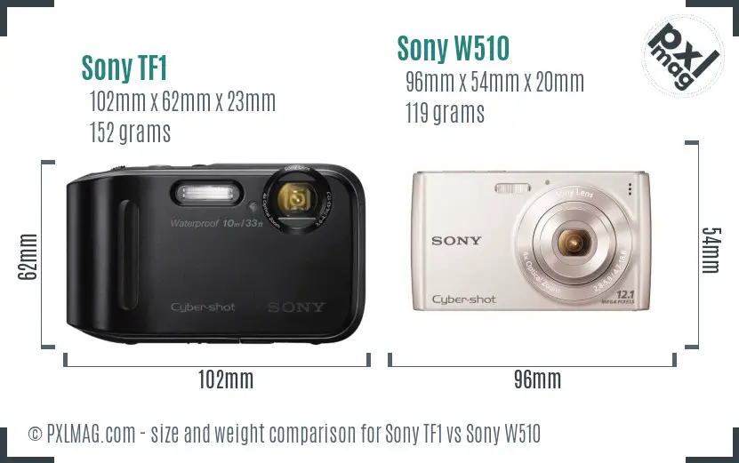 Sony TF1 vs Sony W510 size comparison