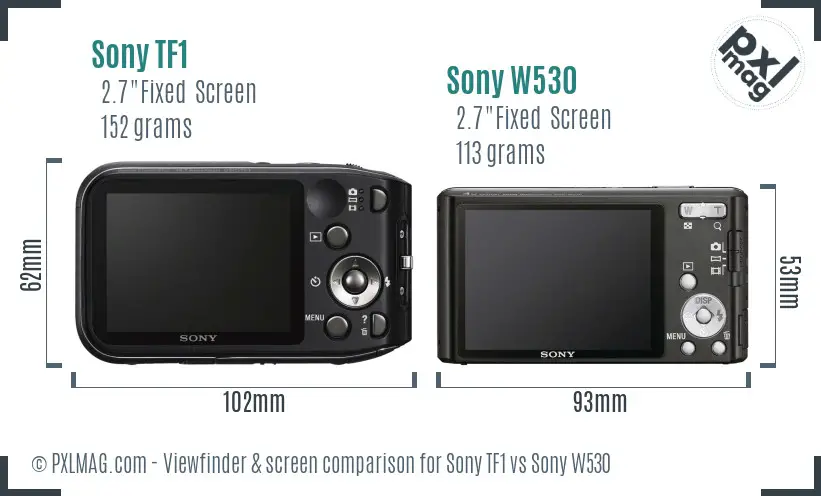 Sony TF1 vs Sony W530 Screen and Viewfinder comparison