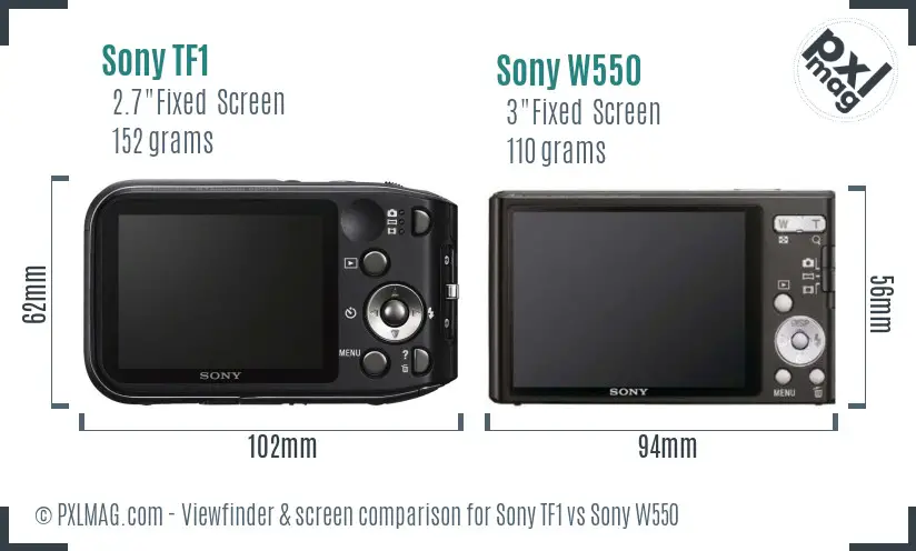 Sony TF1 vs Sony W550 Screen and Viewfinder comparison