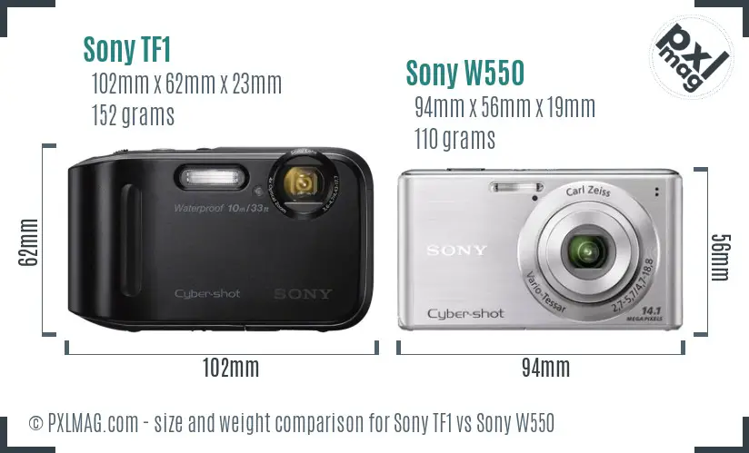 Sony TF1 vs Sony W550 size comparison