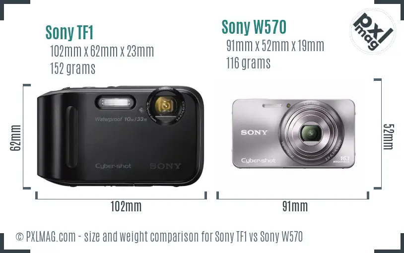 Sony TF1 vs Sony W570 size comparison