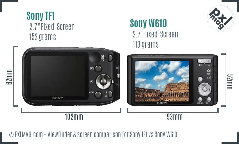 Sony TF1 vs Sony W610 Screen and Viewfinder comparison
