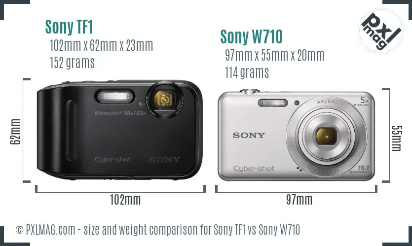 Sony TF1 vs Sony W710 size comparison