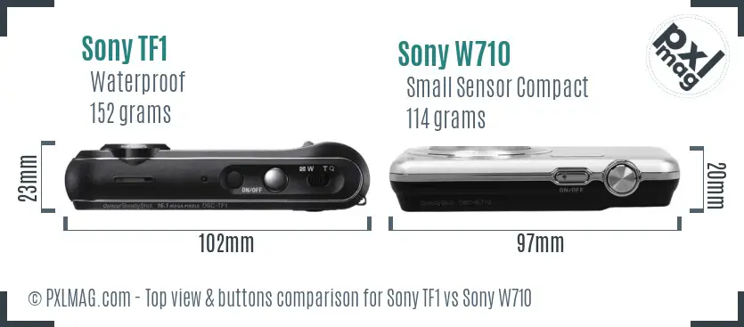 Sony TF1 vs Sony W710 top view buttons comparison