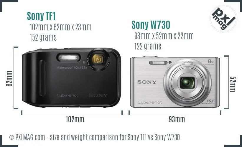 Sony TF1 vs Sony W730 size comparison
