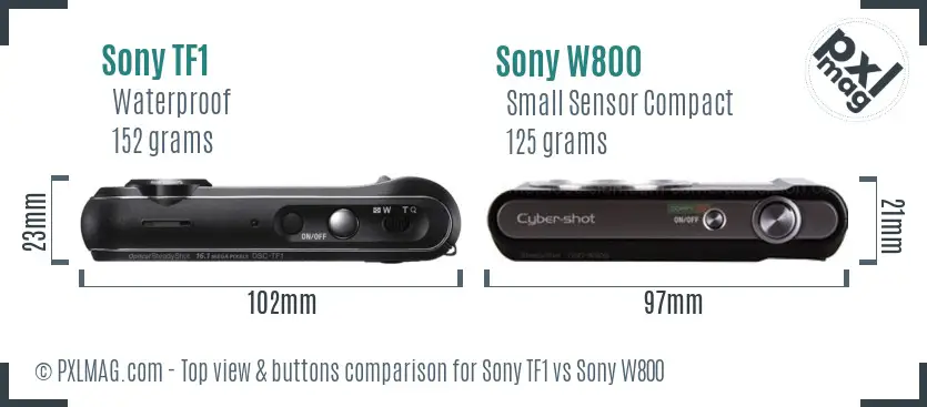 Sony TF1 vs Sony W800 top view buttons comparison