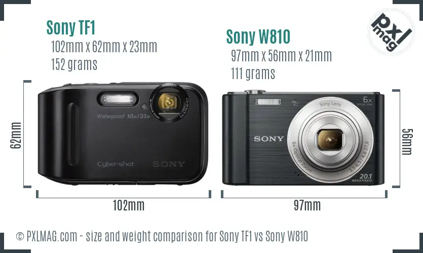 Sony TF1 vs Sony W810 size comparison